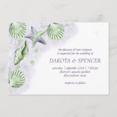 コースタルシック |パープルグリーン航海のの結婚写真 招待状 (正面)