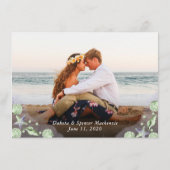 コースタルシック |パープルグリーン航海のの結婚写真 招待状 (裏面)