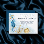 コースタルシック |ブルーと金ゴールドコーラルリーフ結婚ズ 招待状