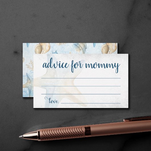 コースタルシック |ブルー金ゴールドコーラルリーフシャワーアドバイス エンクロージャーカード