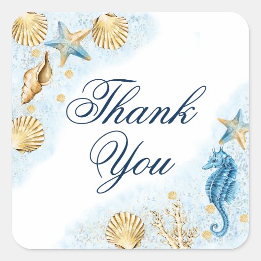 コースタルシック |モダンコーラルリーフ スクエアシール (正面)