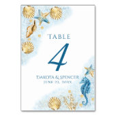 コースタルシック モダン| Coral Reef結婚's テーブルナンバー (裏面)