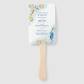 コースタルシック |海の下の青と金ゴールド ハンドファン (正面)