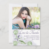 コースタルシック |紫とライムグリーンのシニアフォト サンキューカード (正面)