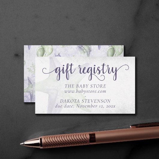 コースタルシック |紫と緑のレジス航海のトリ エンクロージャーカード