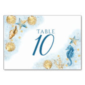 コースタルシック |青と金ゴールドサンゴ礁 テーブルナンバー (裏面)