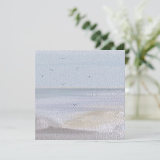 コースタルショアラインビーチウォーターカラーホリデーカード シーズンカード (スタンド正面)