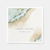 コースタルシーウェーブサンド航海のビーチ結婚ズ スタンダードカクテルナプキン (正面)