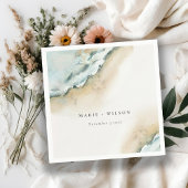 コースタルシーウェーブサンド航海のビーチ結婚ズ スタンダードカクテルナプキン