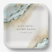 コースタルシーウェーブサンド航海のビーチ結婚ズ ペーパープレート (正面)