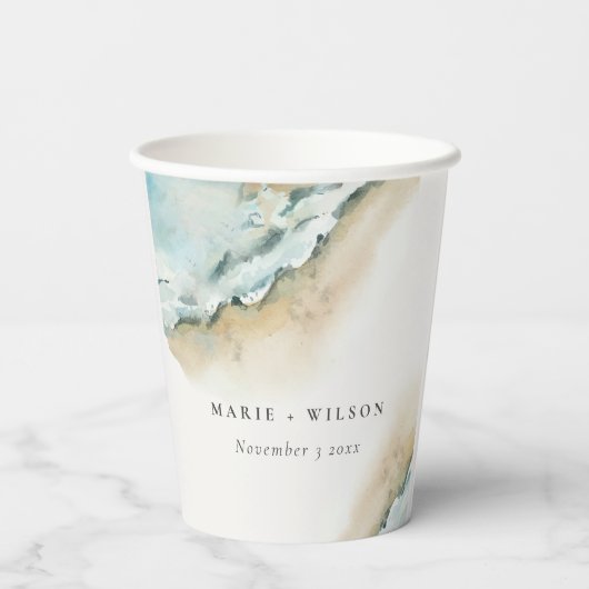 コースタルシーウェーブサンド航海のビーチ結婚ズ 紙コップ (裏面)
