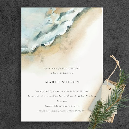 コースタルシーウェーブスサンドビーチブライダルシャワー 招待状