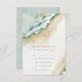 コースタルシーウェーブスサンドビーチ結婚式RSVP エンクロージャーカード (正面/裏面)