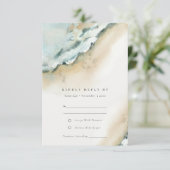 コースタルシーウェーブスサンドビーチ結婚式RSVP エンクロージャーカード (スタンド正面)