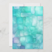 コースタルシーガラス2ティール（緑がかった色）ラベンダーエレガントウェディング 招待状 (裏面)