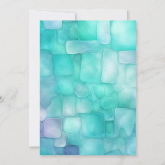 コースタルシーガラス2ティール（緑がかった色）ラベンダーエレガントウェディング 招待状 (裏面)