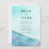 コースタルシーガラス2ティール(緑がかった色)ラベンダーズ結婚ス 招待状 (正面)