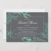 コースタルシーコーラル航海のテーマブライダルシャワー 招待状 (正面)