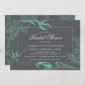 コースタルシーコーラル航海のテーマブライダルシャワー 招待状 (正面/裏面)