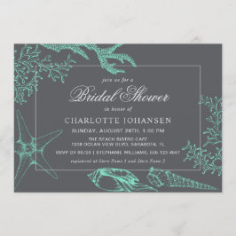 コースタルシーコーラル航海のテーマブライダルシャワー 招待状