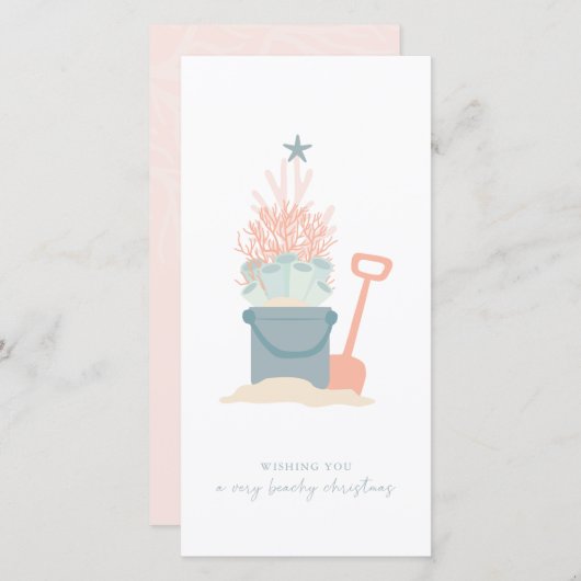 コースタルシーサイドクリスマスビーチフォトホリデーカード (正面/裏面)