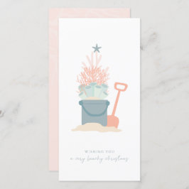 コースタルシーサイドクリスマスビーチフォトホリデーカード