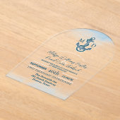 コースタルシーサイドビーチ航海のいかり結婚ズ アクリル招待状 (レイダウン)