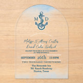 コースタルシーサイドビーチ航海のいかり結婚ズ アクリル招待状 (正面)