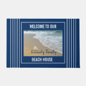 コースタルシーサイドファミリービーチハウスブルーウェルカム   ドアマット (正面)
