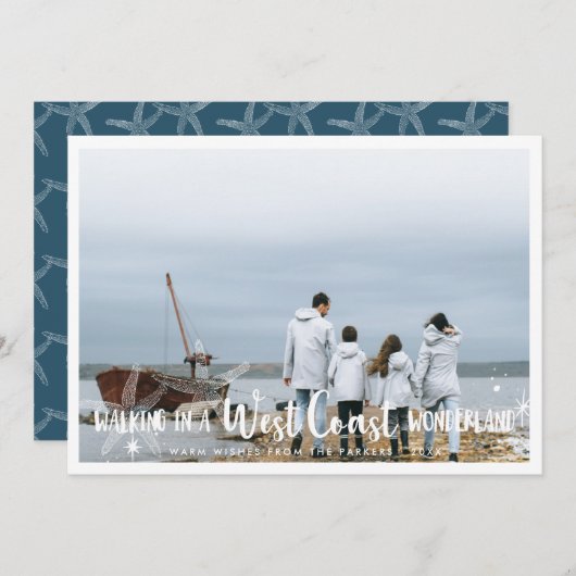 コースタルシーサイドホリデーフォトコラージュカード (正面/裏面)