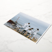 コースタルシーサイドホリデーフォトコラージュカード 箔シーズンカード (回転した状態)