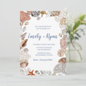 コースタルシーシェルコーラルビーチ結婚式招待状 招待状 (スタンド正面)