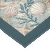 コースタルシーシェルズシースターズパステルグリーンアイボリー テーブルクロス (アングル)