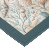 コースタルシーシェルズシースターズパステルグリーンアイボリー テーブルクロス (アングル)