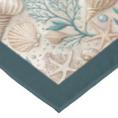 コースタルシーシェルズシースターズパステルグリーンアイボリー テーブルクロス (アングル)