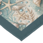 コースタルシーシェルズシースターズパステルグリーンアイボリー テーブルクロス (アングル)