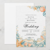 コースタルシーシェルビーチ結婚式 招待状 (正面/裏面)