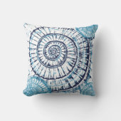 コースタルシーシェルブルーホワイト装飾用クッション クッション (正面)