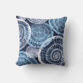 コースタルシーシェルブルーホワイト装飾用クッション クッション (正面)