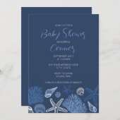 コースタルシーシェルベビーシャワー招待状男の赤ちゃん 招待状 (正面/裏面)