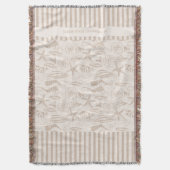 コースタルシーシェルベージュ手描航海のき スローブランケット (正面縦)