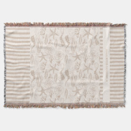 コースタルシーシェルベージュ手描航海のき スローブランケット