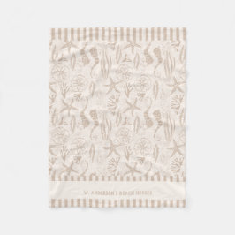 コースタルシーシェルベージュ手描航海のき フリースブランケット