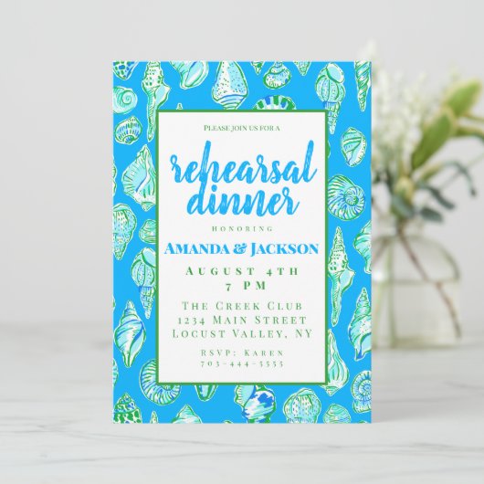 コースタルシーシェルリハーサルディナー招待状 招待状 (スタンド正面)