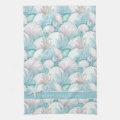 コースタルシーシェル&コーラルパターン#3 ID1009 キッチンタオル (縦)