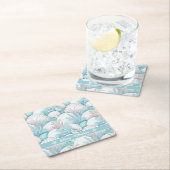 コースタルシーシェル&コーラルパターン#3 ID1009 スクエアペーパーコースター (インサイチュ)