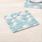 コースタルシーシェル&コーラルパターン#3 ID1009 スクエアペーパーコースター (アングル)