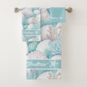 コースタルシーシェル&コーラルパターン#3 ID1009 バスタオルセット (インサイチュ)