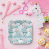 コースタルシーシェル&コーラルパターン#3 ID1009 ペーパープレート (パーティー)