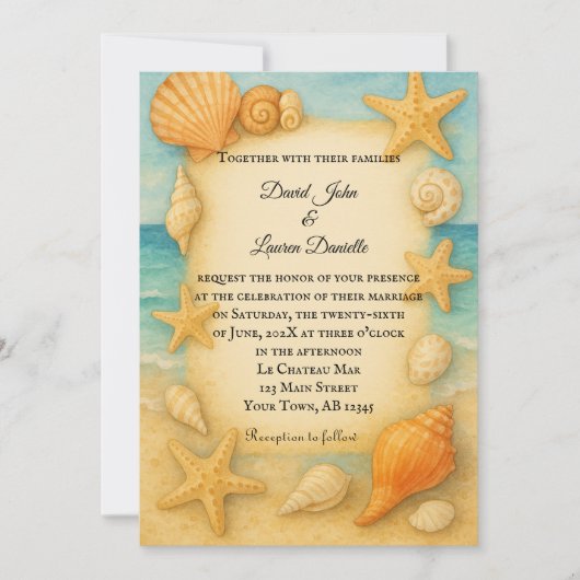 コースタルシースケープフォト結婚式招待状 招待状 (正面)